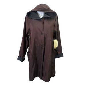 Maralyce Ferree Reversible Windbreaker Rain Jacket in Metallic‎ Brown/Black sz M